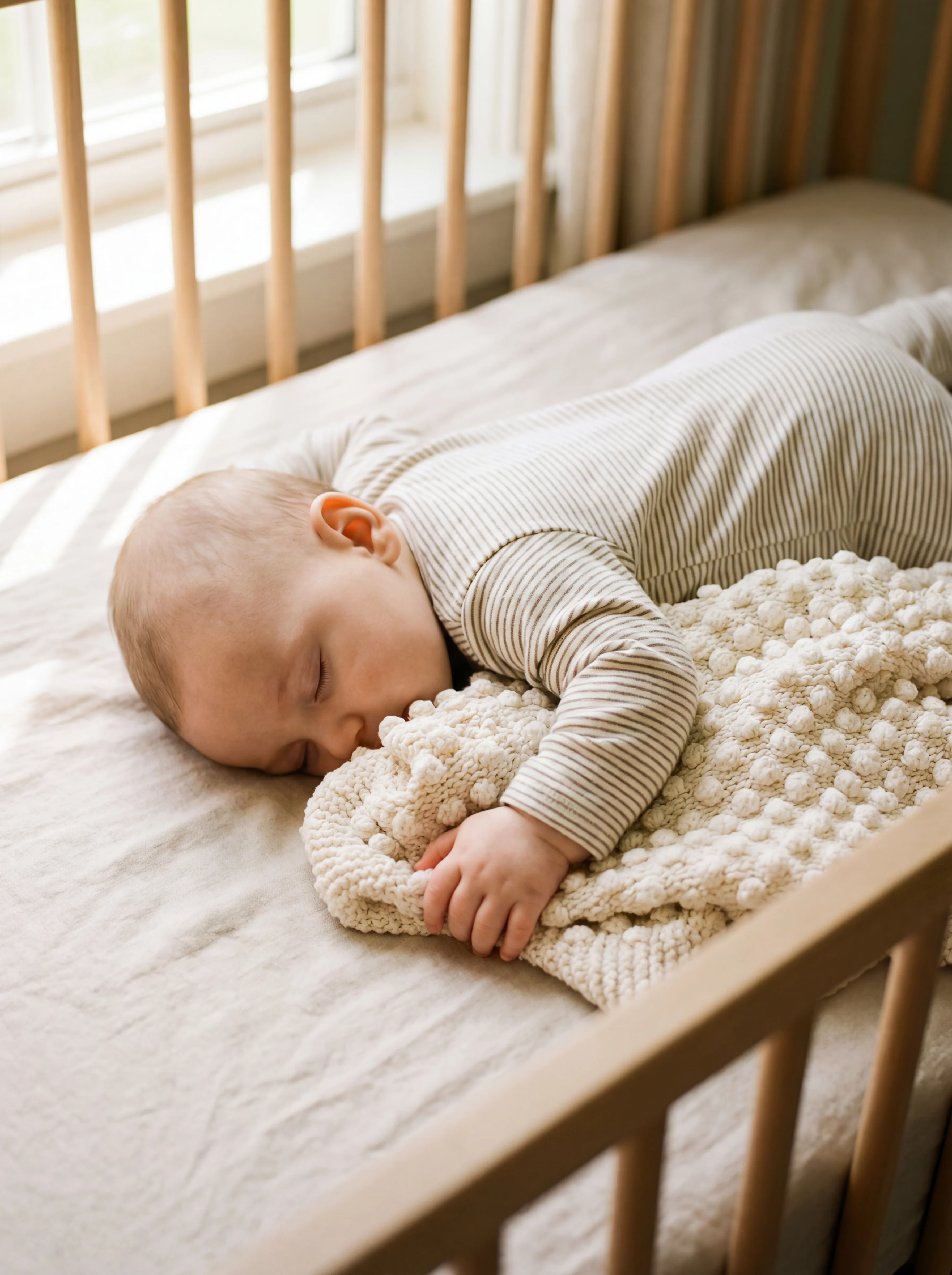 Bebé durmiendo tranquilamente en las nubes